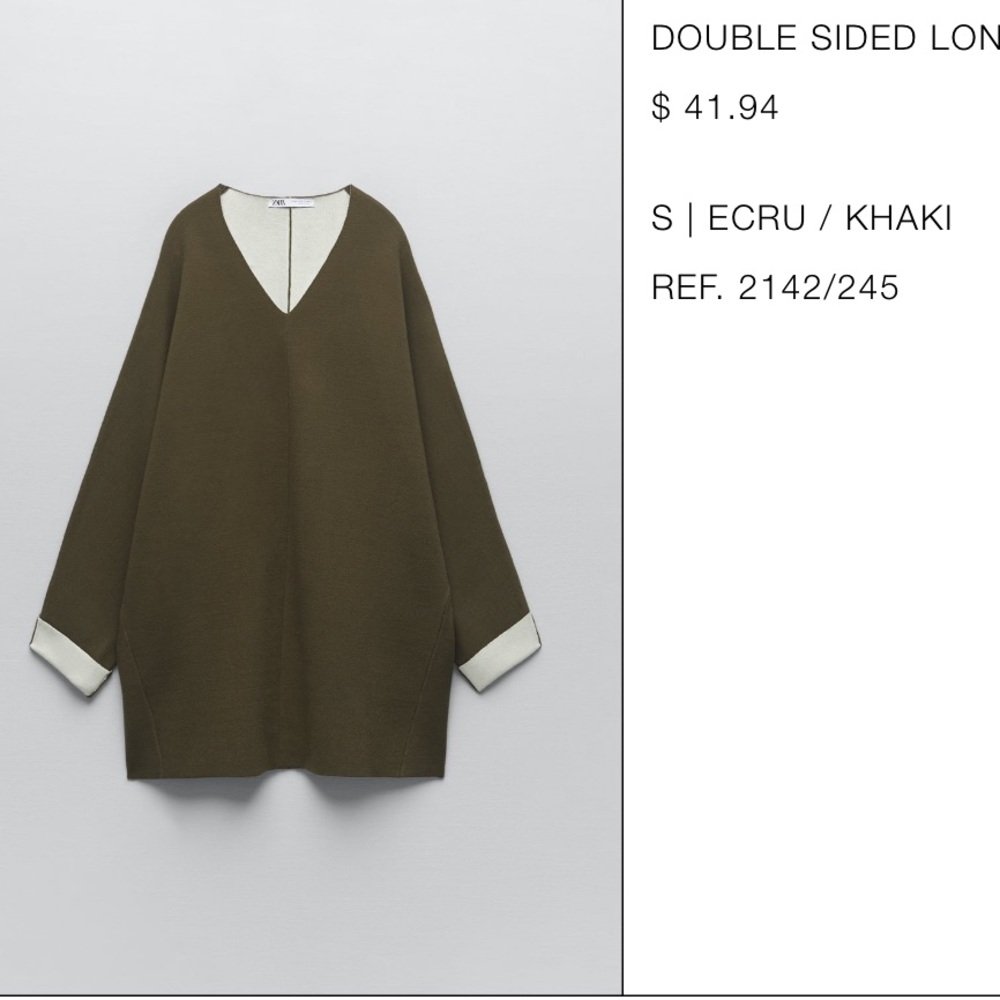 Green Zara tunic sweater